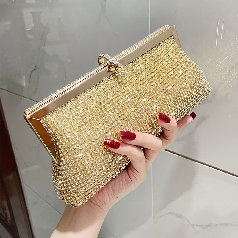 Éjszakai táska ötvözetből, poliészter bélés, vacsora-stílusú, vízszintes négyzet alakú, zárható zárás