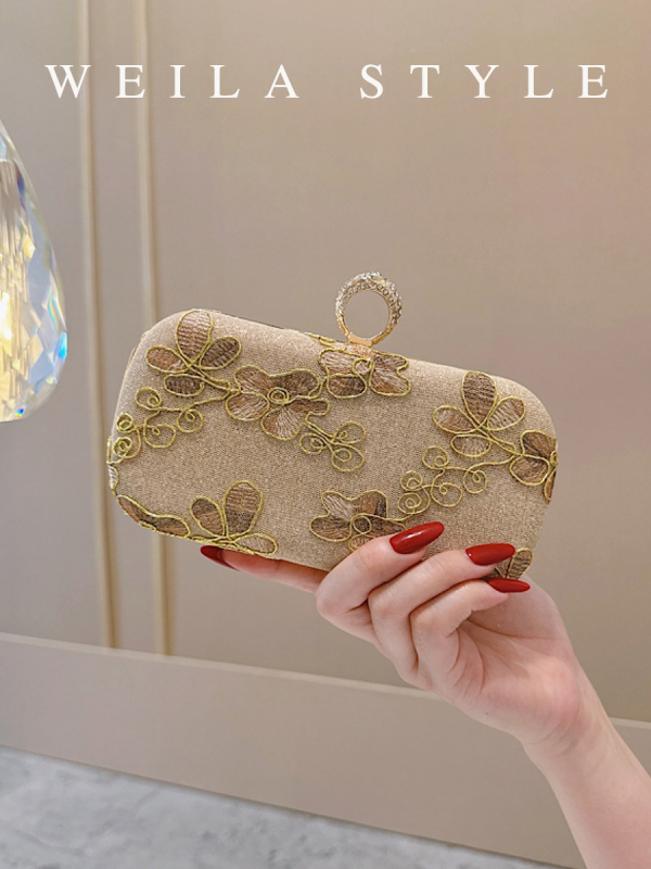 Női clutch táska, kis négyzet alakú, zárómechanizmus, anyag Greet, az új nemzeti trendben