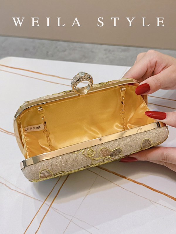 Női clutch táska, kis négyzet alakú, zárómechanizmus, anyag Greet, az új nemzeti trendben