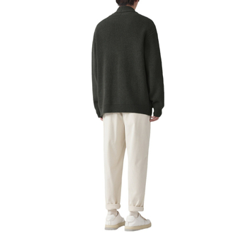 Férfi kötött kardigán minimalista dizájnnal, laza szabás, hosszú ujjú, pamutkeverék anyag