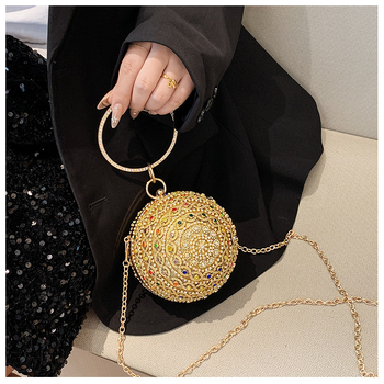 Kerek formájú akril estélyi táska telefontokkal, kemény vázzal, zárható zármechanizmussal