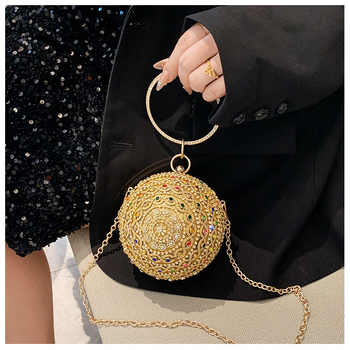 Kerek formájú akril estélyi táska telefontokkal, kemény vázzal, zárható zármechanizmussal