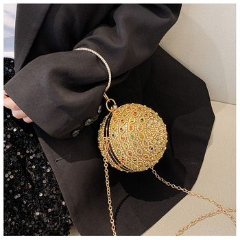 Kerek formájú akril estélyi táska telefontokkal, kemény vázzal, zárható zármechanizmussal