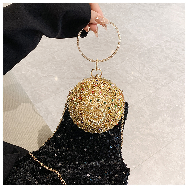 Kerek formájú akril estélyi táska telefontokkal, kemény vázzal, zárható zármechanizmussal