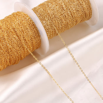 Zlatá naplnená retiazka s guličkami, tenký plochý O-uzol, 14K/18K zlaté vyplnenie, meďové jadro, elektroplatovanie pre šperky DIY