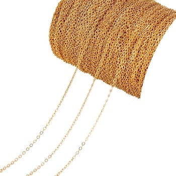 Zlatá naplnená retiazka s guličkami, tenký plochý O-uzol, 14K/18K zlaté vyplnenie, meďové jadro, elektroplatovanie pre šperky DIY