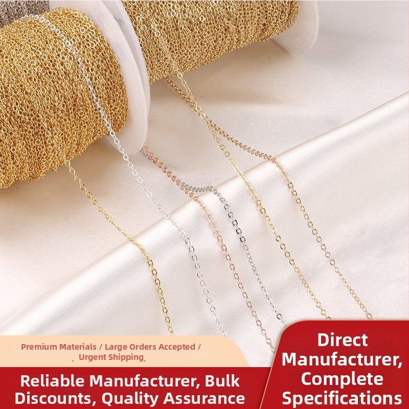 Zlatá naplnená retiazka s guličkami, tenký plochý O-uzol, 14K/18K zlaté vyplnenie, meďové jadro, elektroplatovanie pre šperky DIY