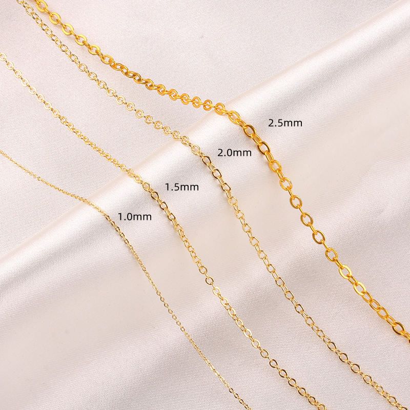 Zlatá naplnená retiazka s guličkami, tenký plochý O-uzol, 14K/18K zlaté vyplnenie, meďové jadro, elektroplatovanie pre šperky DIY