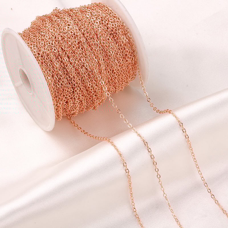 Zlatá naplnená retiazka s guličkami, tenký plochý O-uzol, 14K/18K zlaté vyplnenie, meďové jadro, elektroplatovanie pre šperky DIY