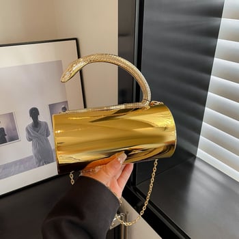 Akrilból készült henger alakú estéti táska telefontokkal, poliészter bélés és záródás