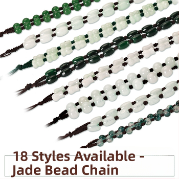 Náhrdelník z jadeových guličiek — ručne tkaný reťazec, 800 strieborná čistota, možnosť prispôsobenia