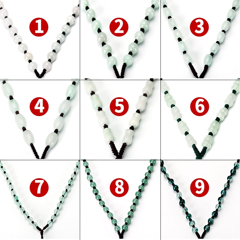 Náhrdelník z jadeových guličiek — ručne tkaný reťazec, 800 strieborná čistota, možnosť prispôsobenia