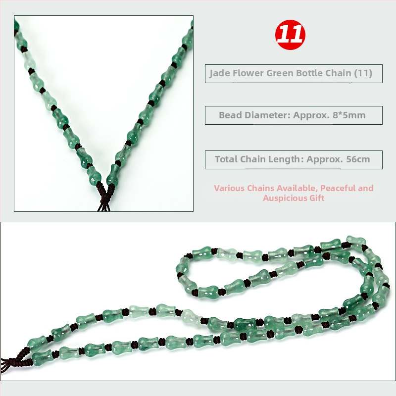 Náhrdelník z jadeových guličiek — ručne tkaný reťazec, 800 strieborná čistota, možnosť prispôsobenia