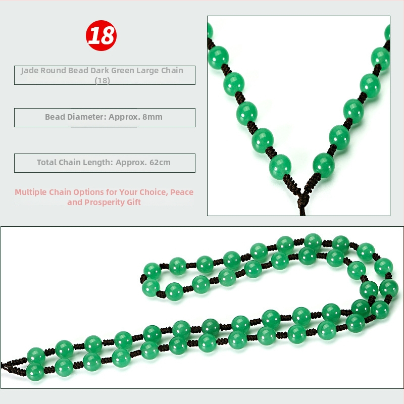 Náhrdelník z jadeových guličiek — ručne tkaný reťazec, 800 strieborná čistota, možnosť prispôsobenia