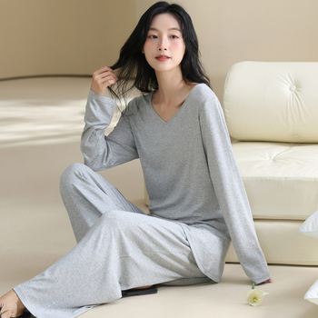 Ženski set pidžama — modalna tkanina, dugi rukavi, kapuljača, V-izrez, čipkasti stil princeze