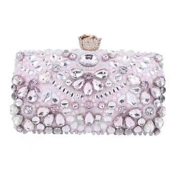 Čipkasta torbica s dijamantnim perlama, europsko-američki stil, torbica za mobitel, oblik jastuka, sintetička koža, zatvaranje s kopčom