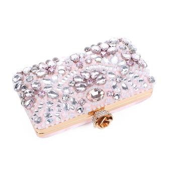 Čipkasta torbica s dijamantnim perlama, europsko-američki stil, torbica za mobitel, oblik jastuka, sintetička koža, zatvaranje s kopčom