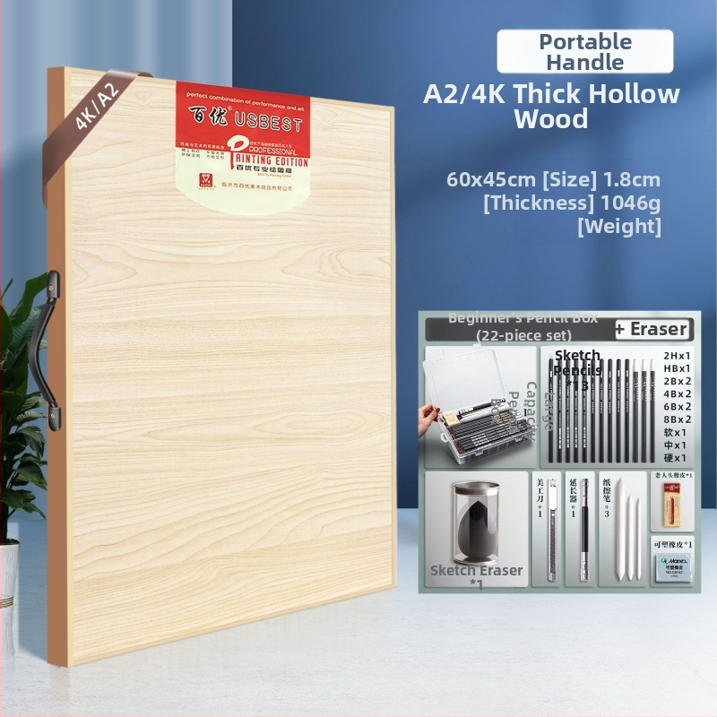 Fából készült rajztábla és molbert, hordozható, keményfa rajztábla művészeti hallgatók számára