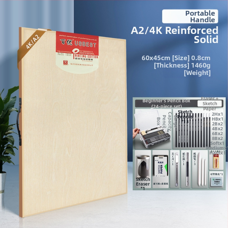 Fából készült rajztábla és molbert, hordozható, keményfa rajztábla művészeti hallgatók számára