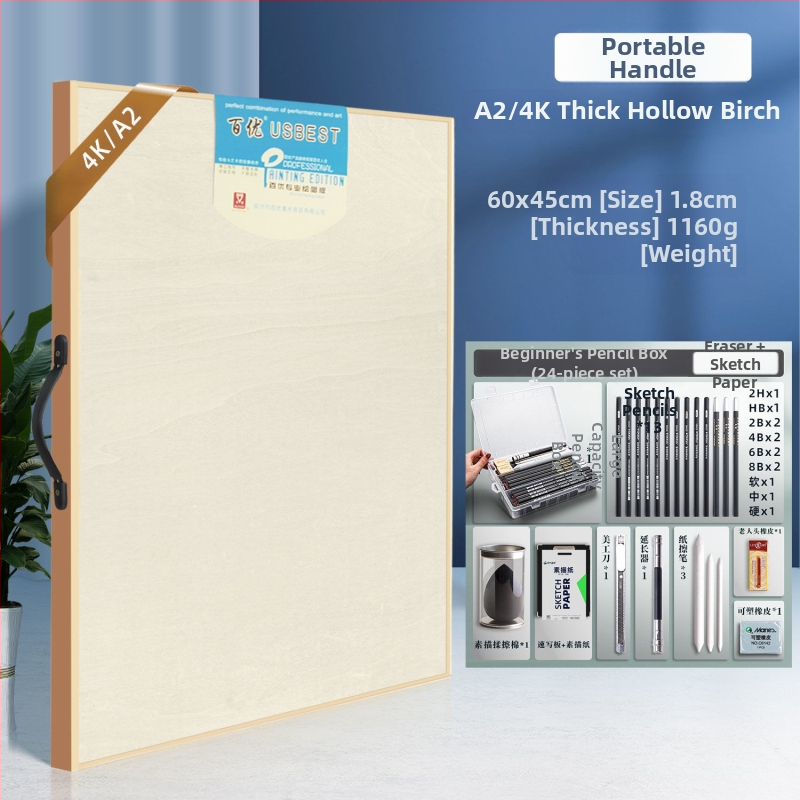 Fából készült rajztábla és molbert, hordozható, keményfa rajztábla művészeti hallgatók számára
