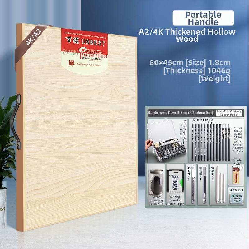 Fából készült rajztábla és molbert, hordozható, keményfa rajztábla művészeti hallgatók számára