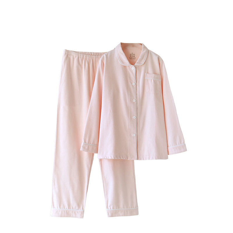 Ženski set pidžama od čiste pamuka s brušenom teksturom, debela zimska toplina, s ovratnikom tipa lapel, dugim rukavima i hlačama, jednostavan kućni stil