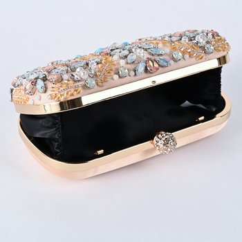 Večernja kozmetička torbica, s vanjskim dijelom od svile, geometrijski uzorak, horizontalan kvadratni oblik, zatvarač, ručna izrada