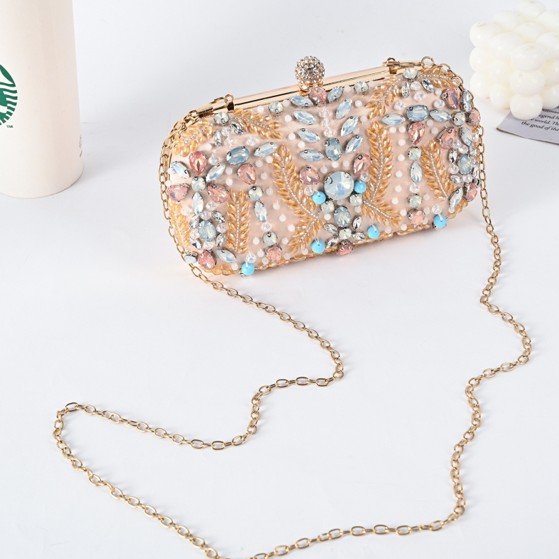 Večernja kozmetička torbica, s vanjskim dijelom od svile, geometrijski uzorak, horizontalan kvadratni oblik, zatvarač, ručna izrada