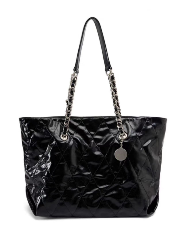 Ženska PU tote torba, gradski stil, vertikalni kvadratni oblik, zaključavanje, laminirana unutarnja džep s zip zatvaračem