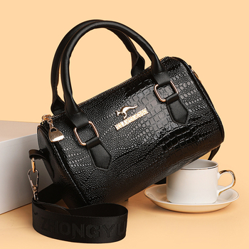 Ženska PU kožna torbica s uzorkom krokodila, Boston stil crossbody, zatvarač, poliester podstava