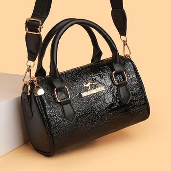 Ženska PU kožna torbica s uzorkom krokodila, Boston stil crossbody, zatvarač, poliester podstava