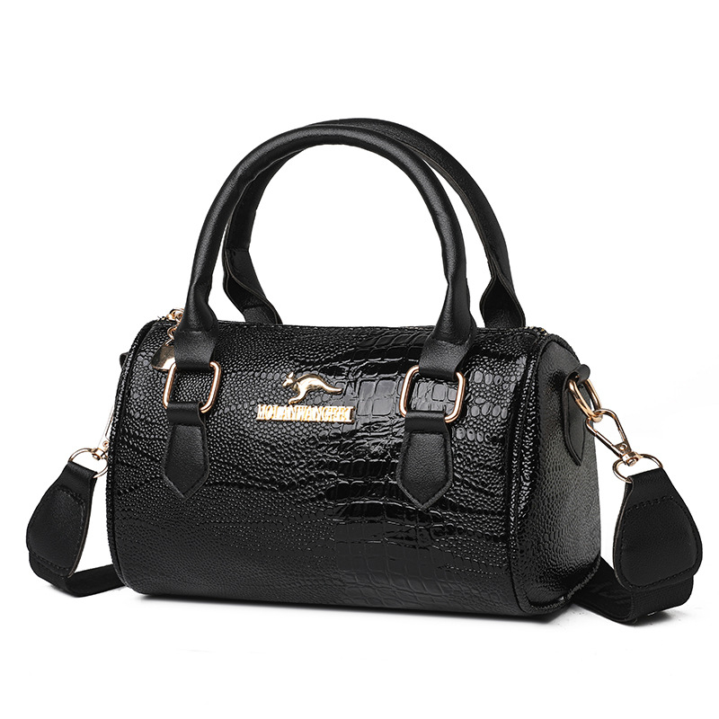 Ženska PU kožna torbica s uzorkom krokodila, Boston stil crossbody, zatvarač, poliester podstava