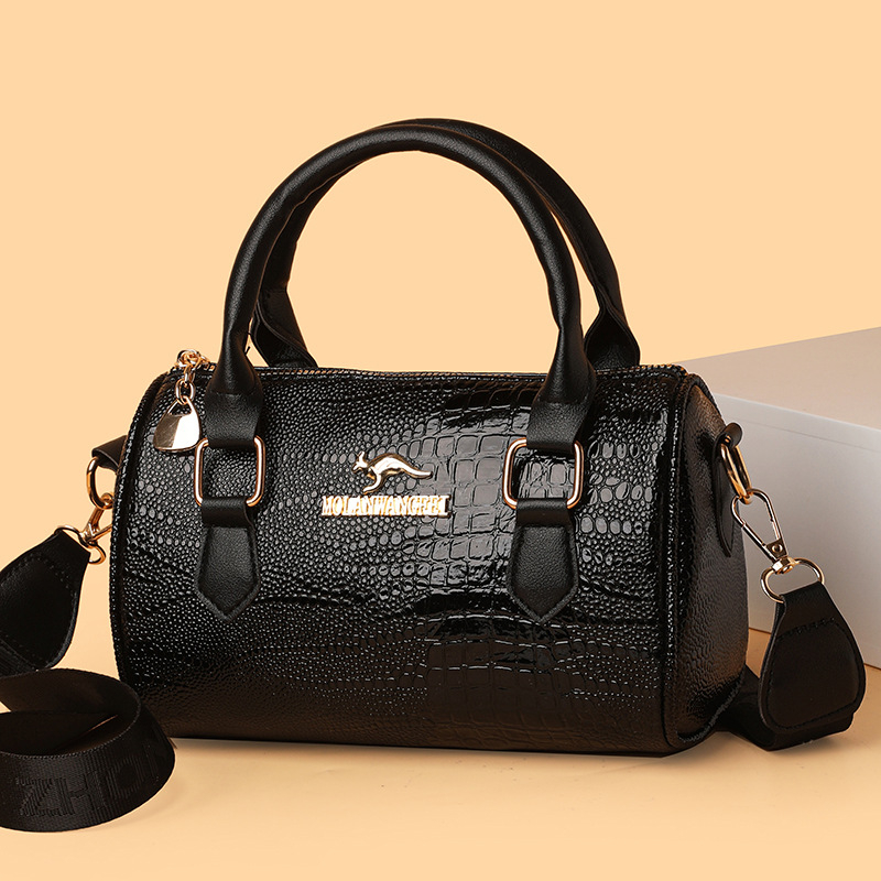 Ženska PU kožna torbica s uzorkom krokodila, Boston stil crossbody, zatvarač, poliester podstava