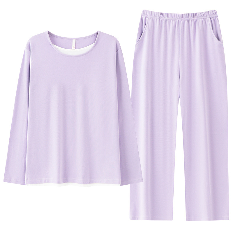 Ženski pidžama set od 100% pamuka, kapuljača, minimalistički stil, okrugli ovratnik, dugi rukavi, dugi hlače, prozračan