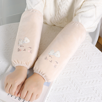 Navlaka za rukave za odrasle žene, anti-prljanje, kristalni velur, vez, zima–jesen