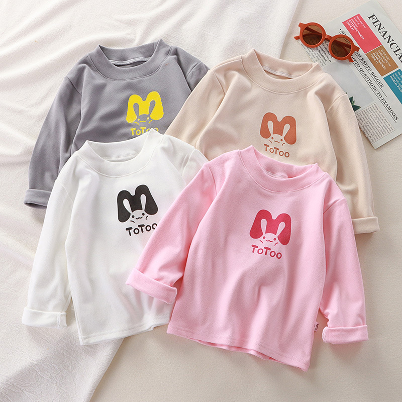 Dječja majica s dugim rukavima i okruglim izrezom, mekani pleteni materijal 95% poliester, karikatura uzorak, za proljeće i jesen