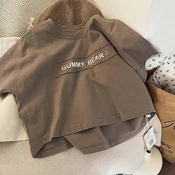 Dječja pamukasta T majica, korejski stil, s slovima, 100% pamuk, kratki rukav