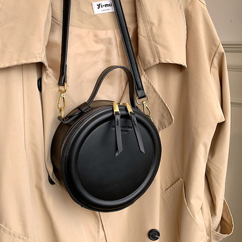 PU okrugla torbica za ramena sa zatvaranjem na zip i unutarnjim džepom sa zipom, urban stil