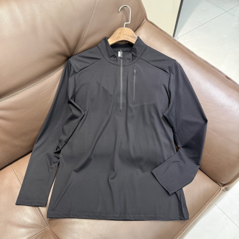 Muški najlon dugi rukav T‑shirt s uspravnim ovratnikom, tanak, proljeće–jesen