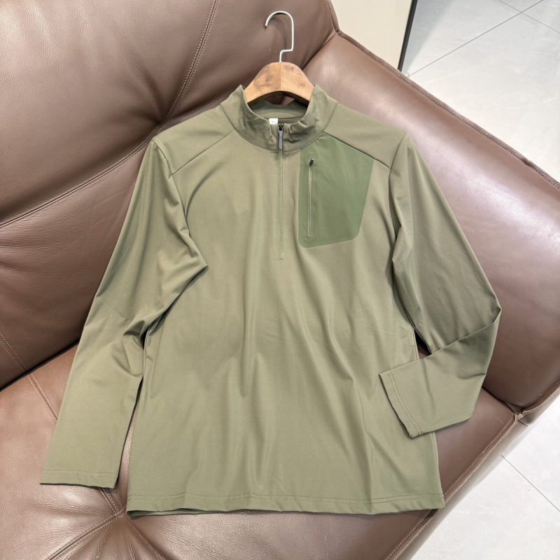 Muški najlon dugi rukav T‑shirt s uspravnim ovratnikom, tanak, proljeće–jesen