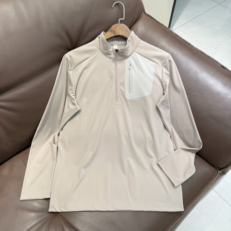 Muški najlon dugi rukav T‑shirt s uspravnim ovratnikom, tanak, proljeće–jesen