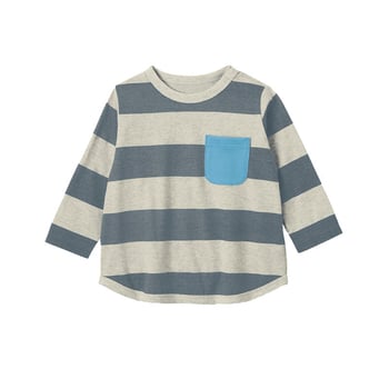 Dječja majica – japanski stil, 100% pamuk, dugi rukavi, prugasti uzorak, okrugli ovratnik