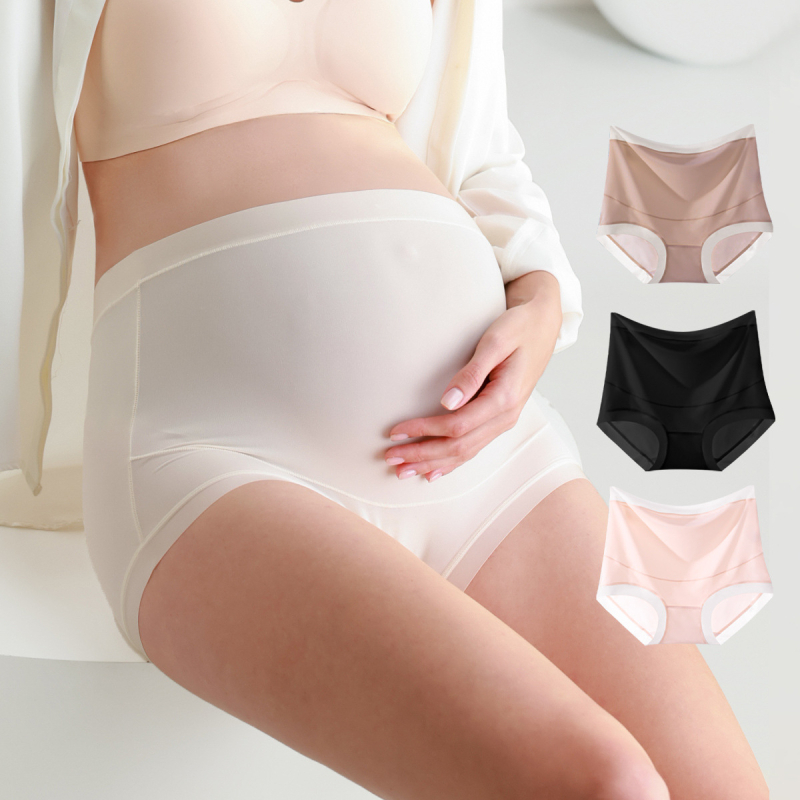 Trudničarske hlače Ice Silk, prozračne, visoki struk, podrška za stomak, pamučna podstava