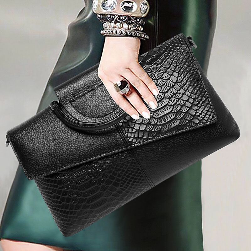 PU torbica s uzorkom krokodila, envelope stil crossbody, vodoravni kvadratni oblik, zatvaranje zipom