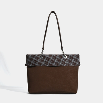 PU tote torba s retro kariranim uzorkom, horizontalnog kvadratnog oblika