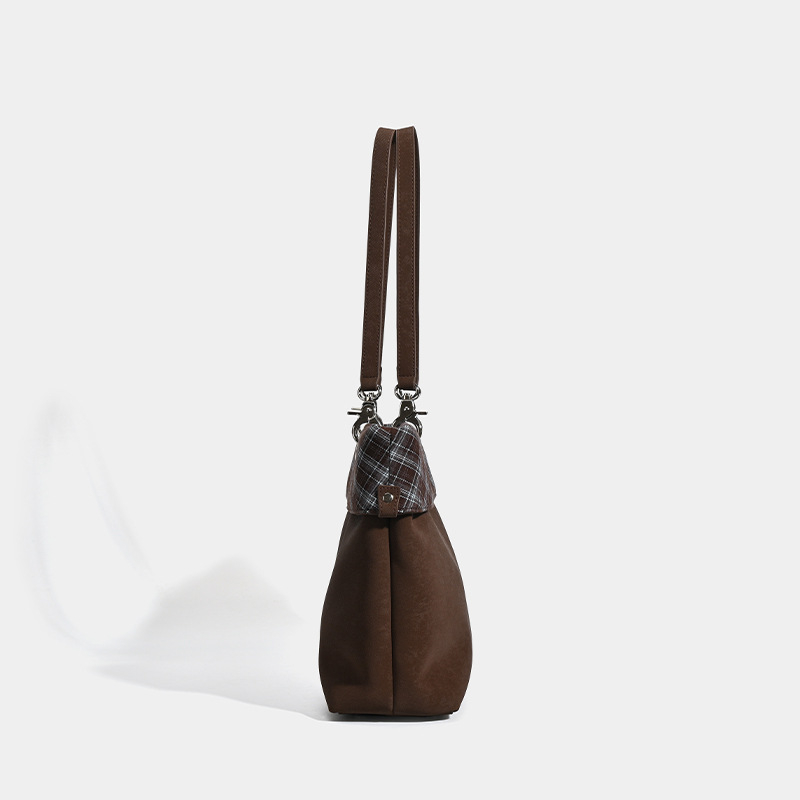PU tote torba s retro kariranim uzorkom, horizontalnog kvadratnog oblika
