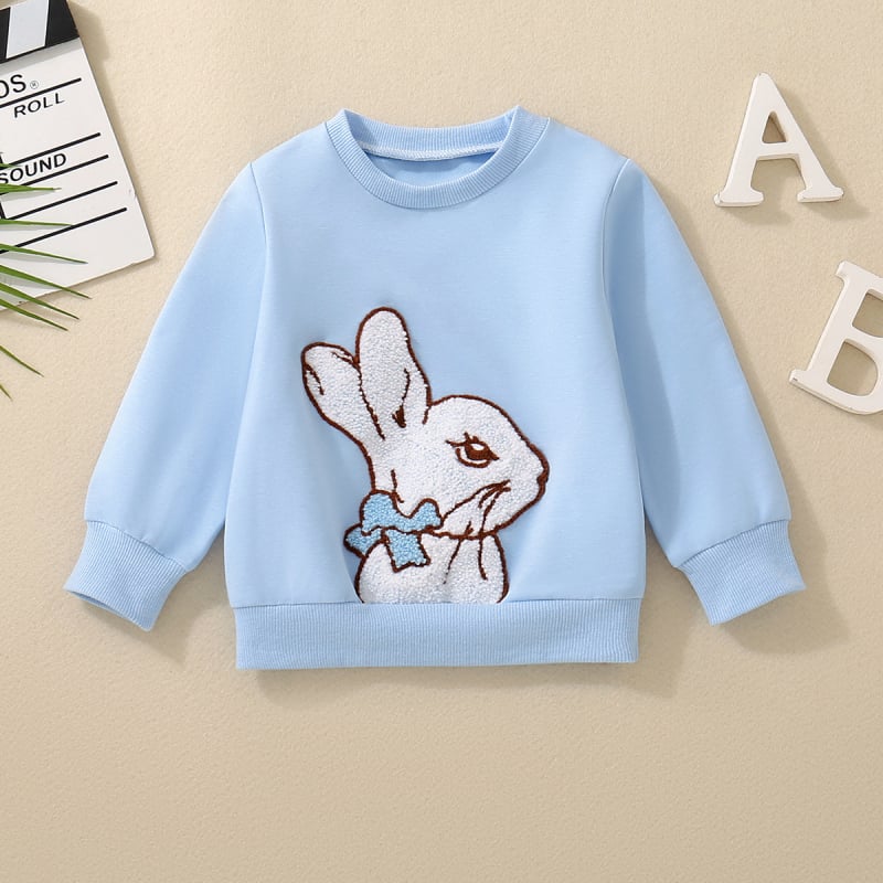 Dječje T-shirt s dugim rukavima, unisex, s izvezenim zekom, pamuk 95%, za uzrast 1–3 godine