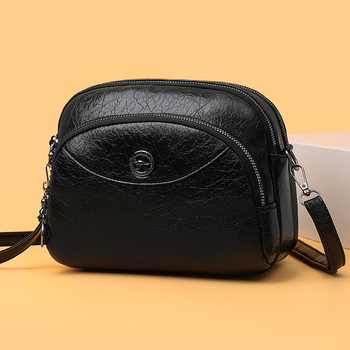 Ženska kružna crossbody torba s trostrukim dizajnom, PU materijal, podstava od poliester, zatvarač, velika kapaciteta — jesen 2025