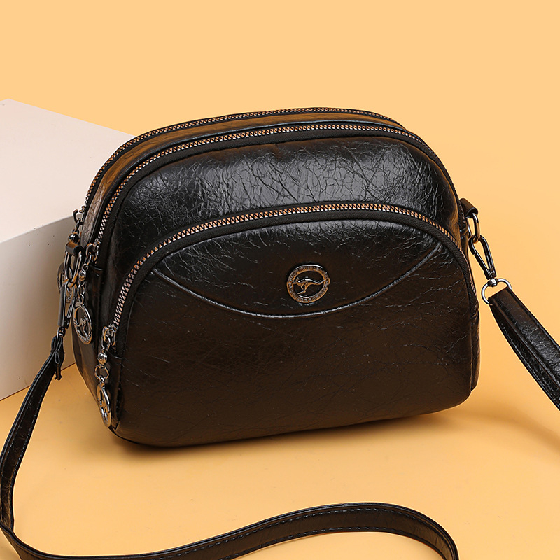 Ženska kružna crossbody torba s trostrukim dizajnom, PU materijal, podstava od poliester, zatvarač, velika kapaciteta — jesen 2025