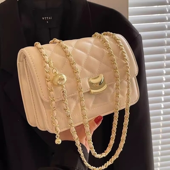 Ženska PU crossbody torbica, proljeće 2026, urbani minimalistički stil, vodoravni kvadratni oblik, zaključavanje na ključ